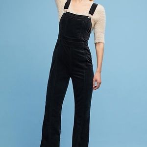 Anthropologie Pilcro black velvet overalls